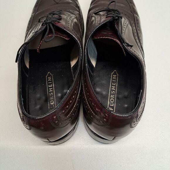 Florsheim Burgundy Leather Lace Up Retro Wingtip Oxford Men\'s 12D